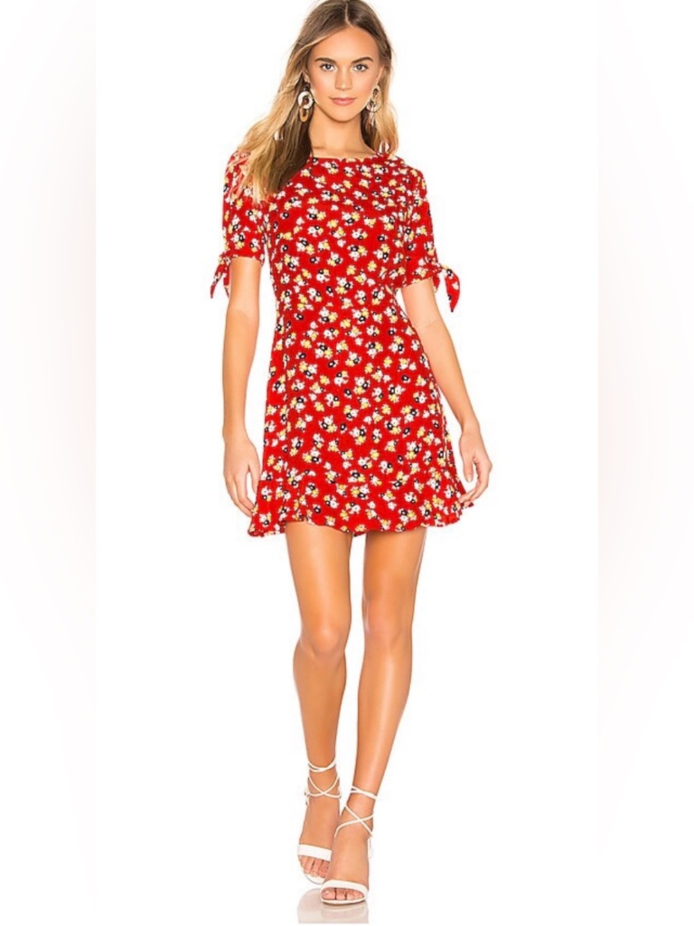 Faithfull the Brand Daphne Ruffled Hem Mini Dress in Red Jasmine‎ Floral Size 2